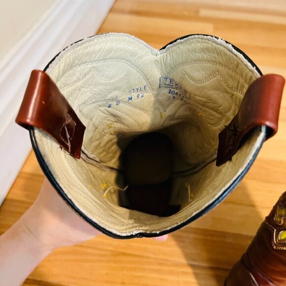 Texas Brand Butterfly Cowboy Boots Style M92 Cognac Men’s Size 8 D Vintage - Picture 6 of 16